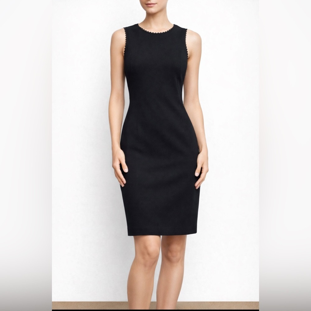 Calvin Klein Black Sleeveless Midi Sheath Dress. Size-4 Timeless Chic